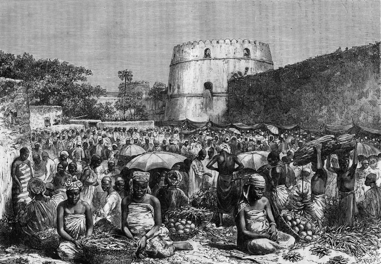 A Place du Marche em Zanzibar, no século XIX, no "Jornal da Juventude" de 1888. de Unknown artist