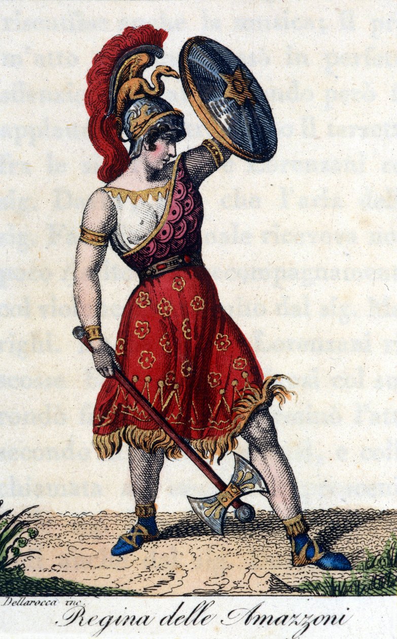 A Rainha das Amazonas. Ilustração de um folheto de ópera. Século XIX. de Unknown artist