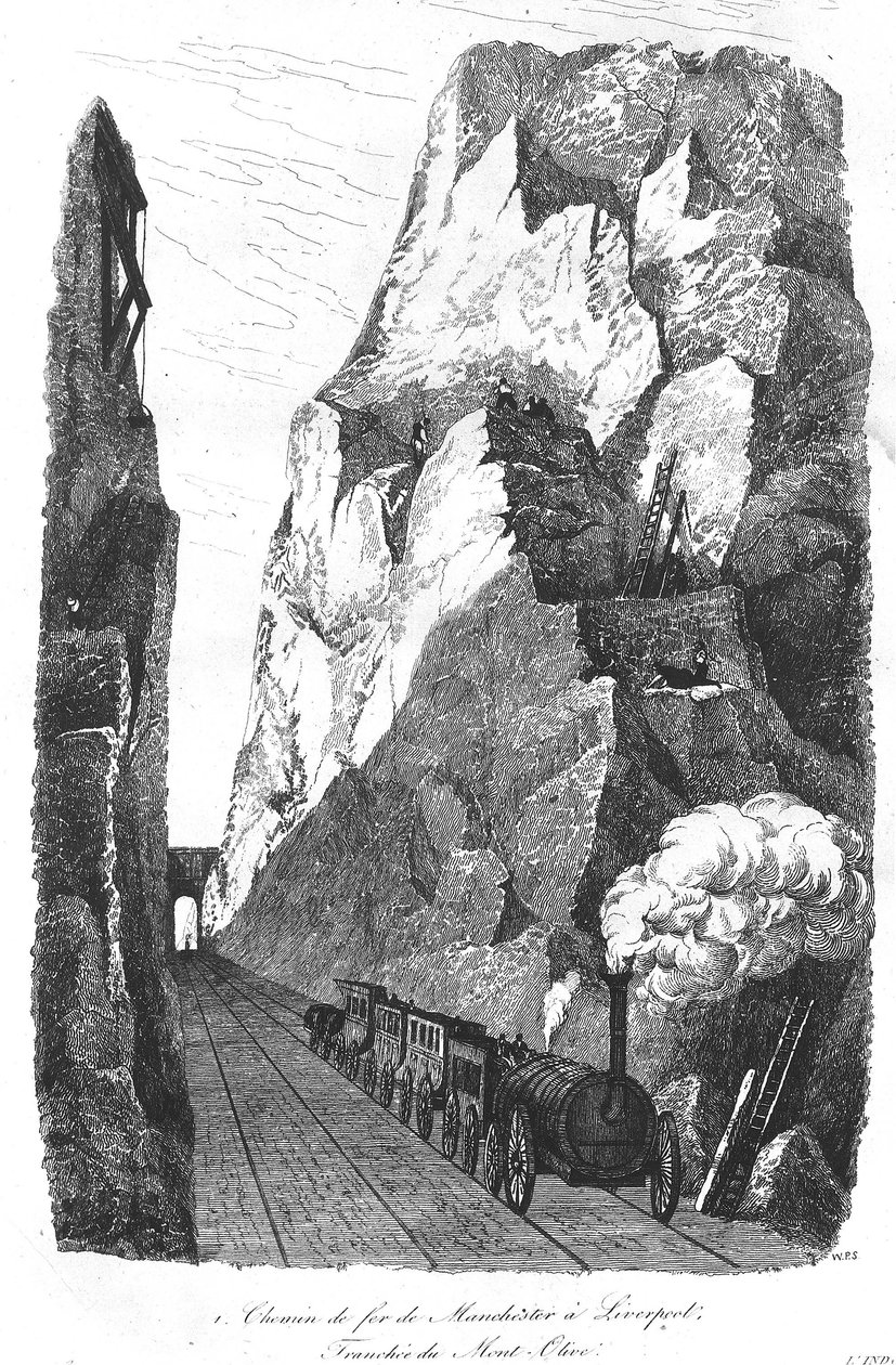 O caminho-de-ferro de Liverpool para Manchester: A trincheira do Monte Olive de Unknown artist