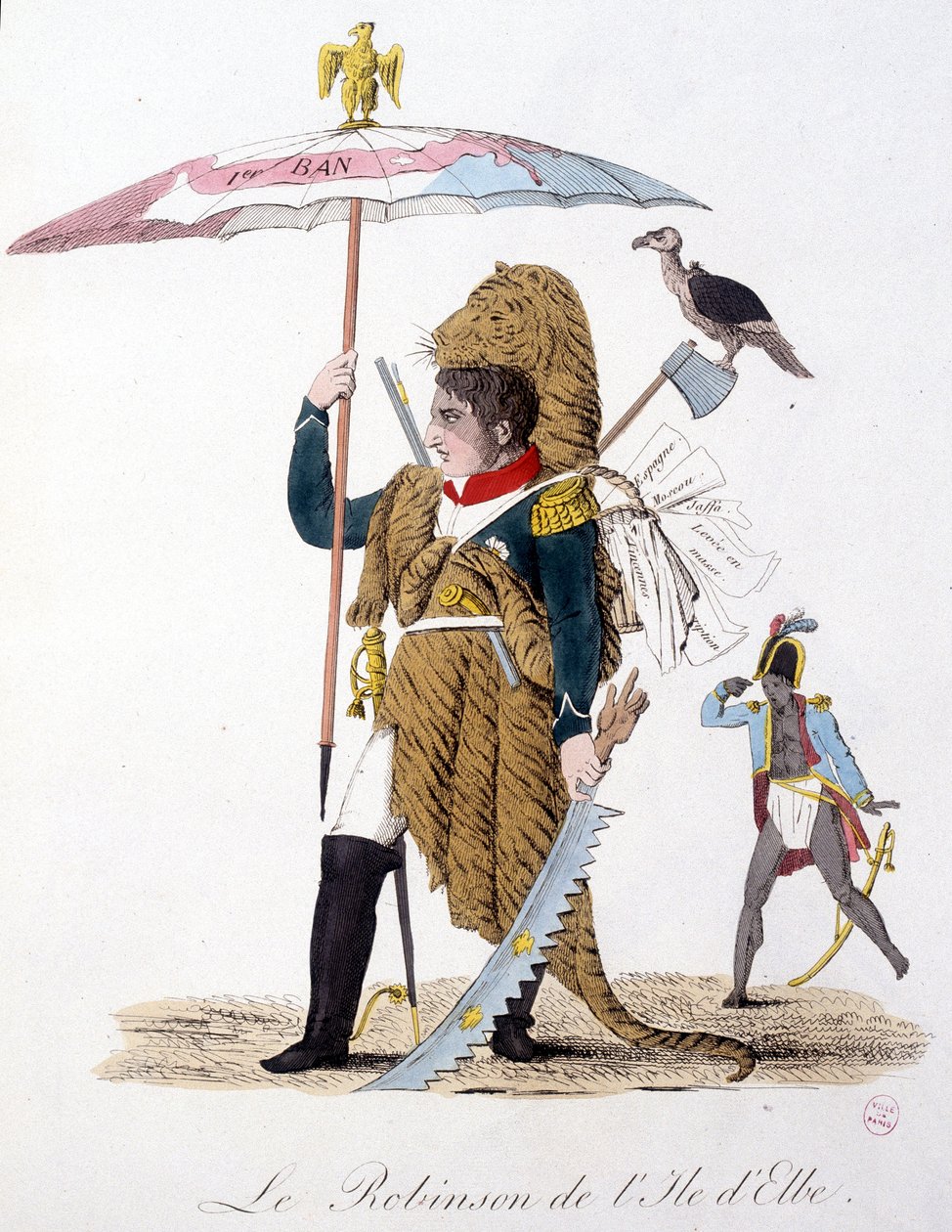 The Robinson of Elba Island - em "Napoleon 1st, caricaturas, coleção de bonecos", c. 1814 de Unknown artist