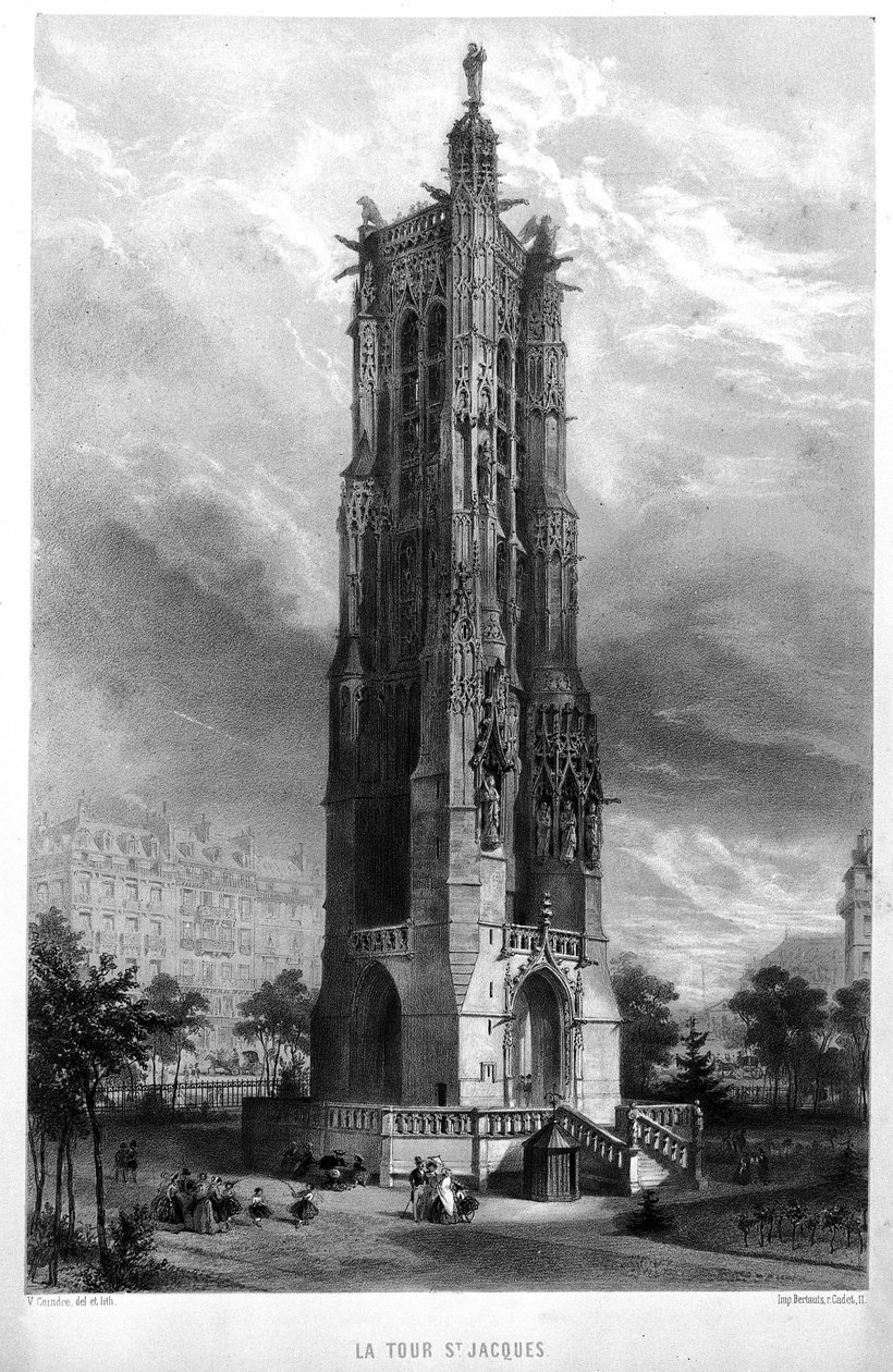 A Torre de São Jacques em Paris, no século XIX. de Unknown artist