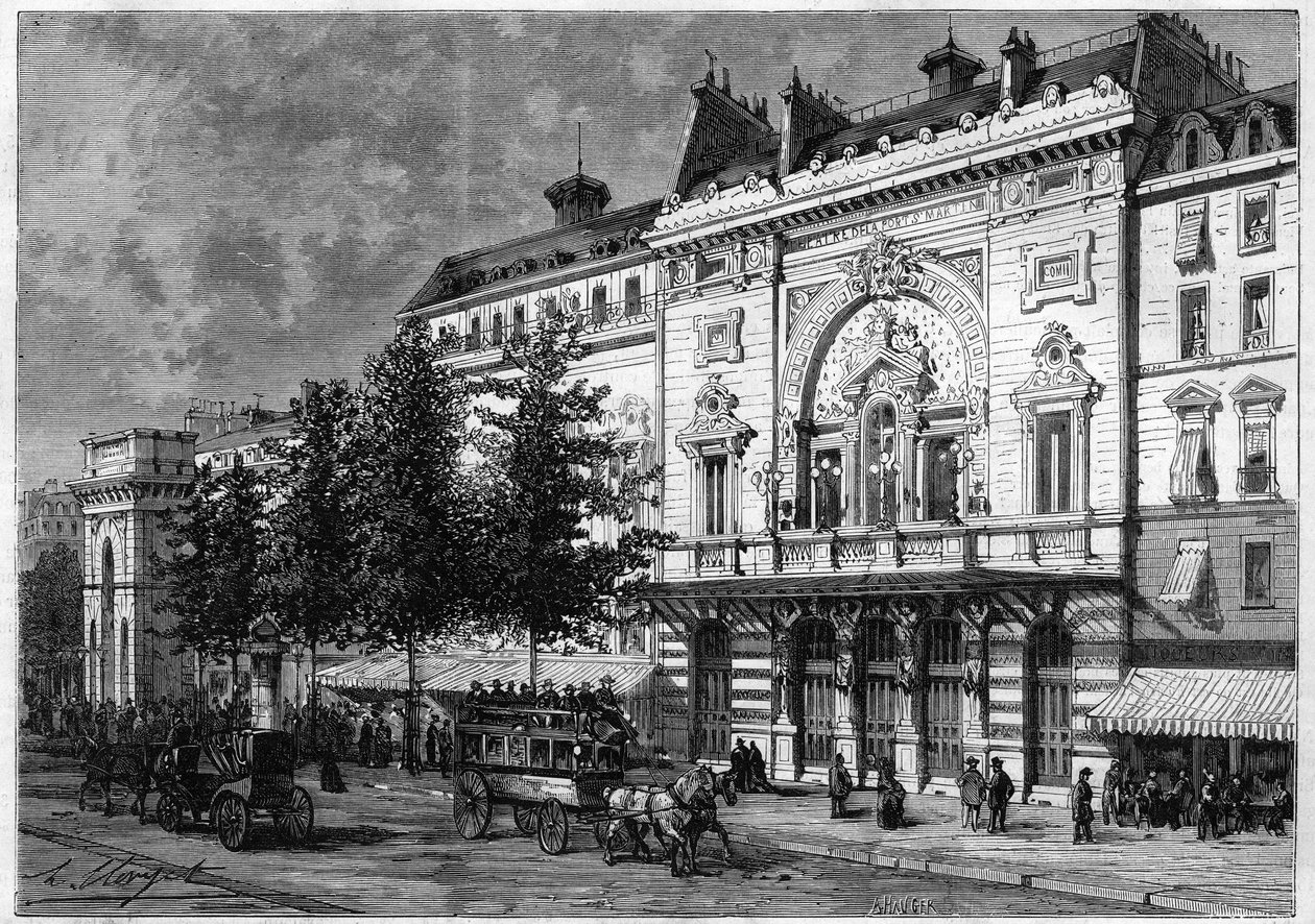 Teatro de la Porte Saint Martin (Saint-Martin) em Paris, em 1873. de Unknown artist