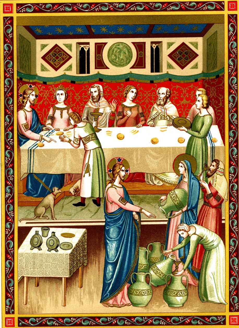 Bodas de Caná, miniatura de um manuscrito do século XIV de Unknown artist