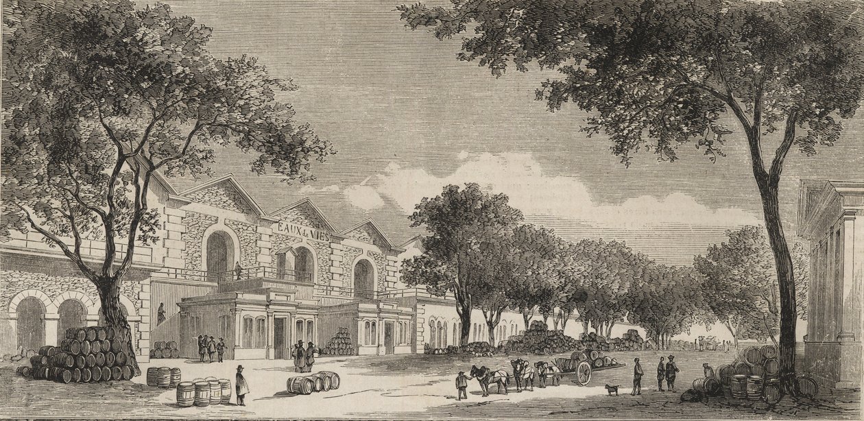 O Armazém dos Vinhos em Paris em 1861 - Eaux de vie de Unknown artist
