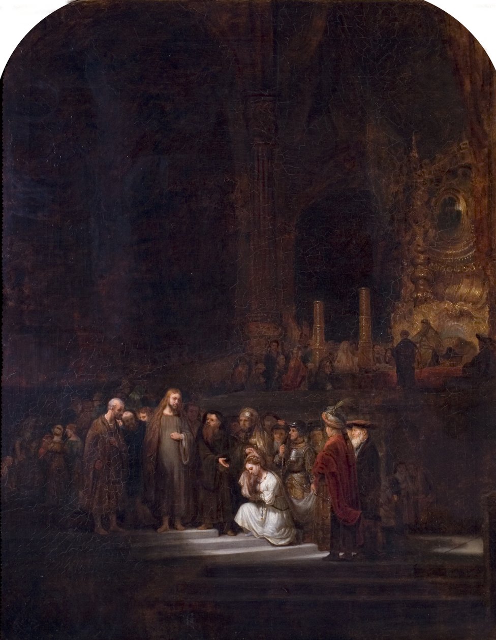 A mulher tomada em adultério (depois de Rembrandt), c.1845 de Unknown