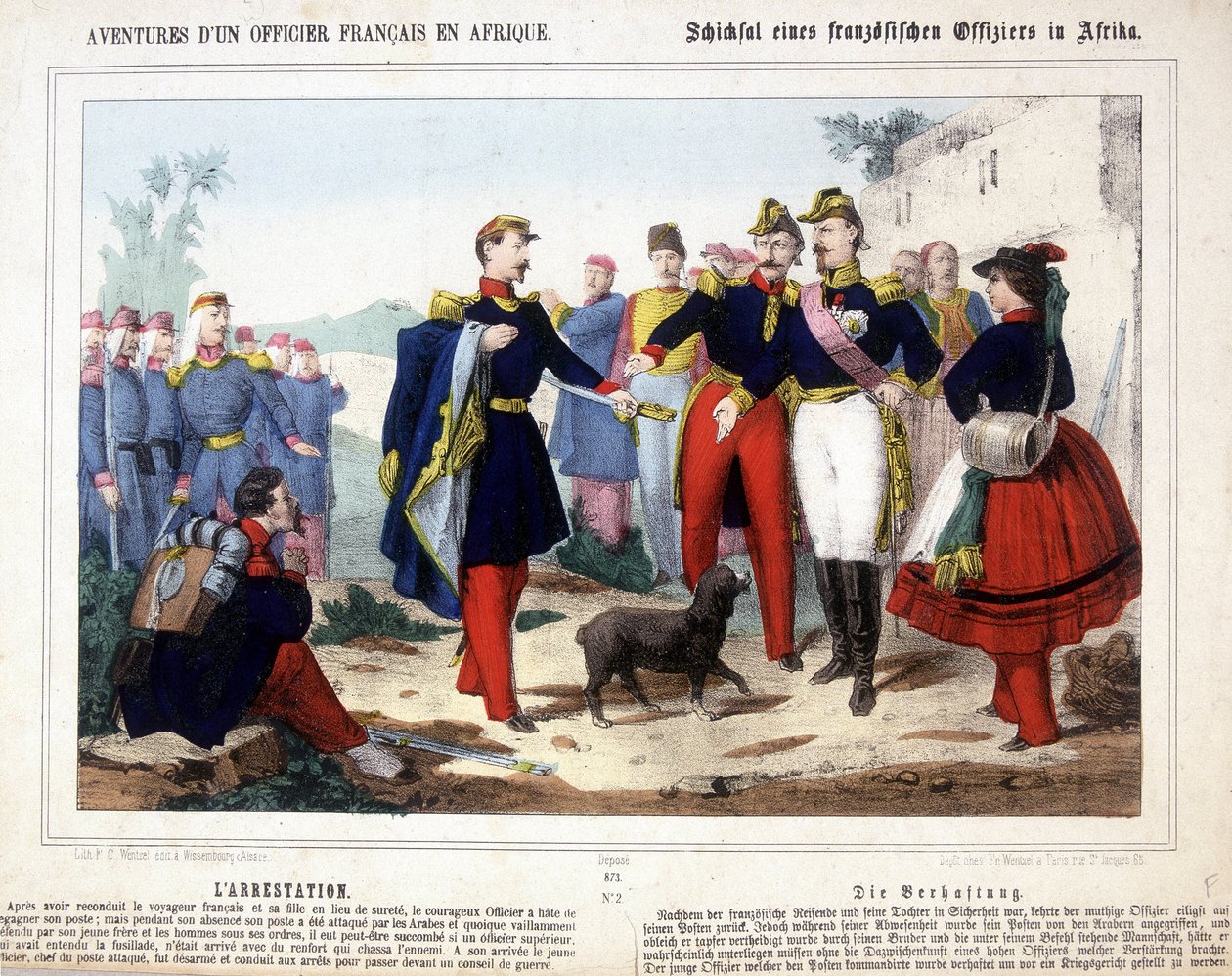 As aventuras de um oficial francês em África. O jovem oficial, líder de um posto que foi atacado pelos árabes, foi desarmado e levado para ser preso perante um conselho de guerra. de Unknown artist