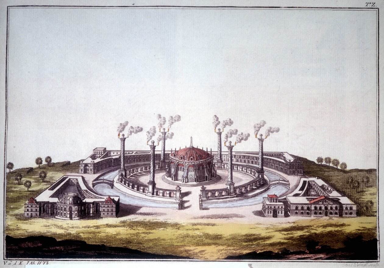 A antiga cidade de Nínive, antiga cidade da Assíria, mostrando a vista imaginária de um palácio assírio. de Unknown artist