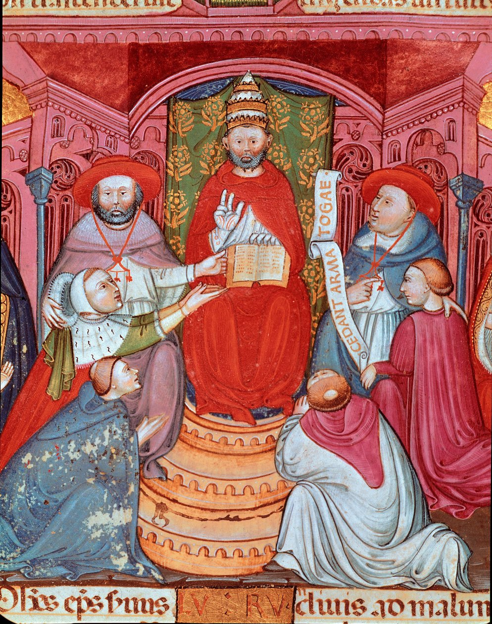 O antipope Clemente VII (Robert de Geneve) (1342-1394) que proclama suas leis". de Unknown artist