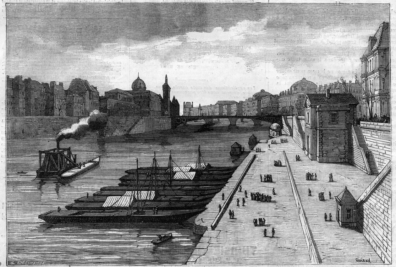 O passeio de maçã no cais da Prefeitura de Paris em 1883 de Unknown artist