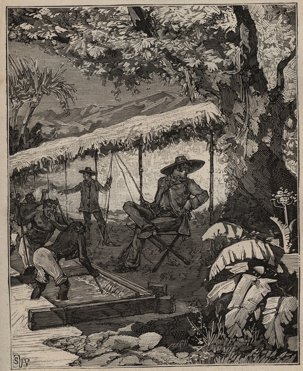 A arte do lapidário: lavagem de diamantes no Brasil em "Les arts et métiers illustrés" de Adolphe BITARD em 1885 (gravura) de Unknown artist