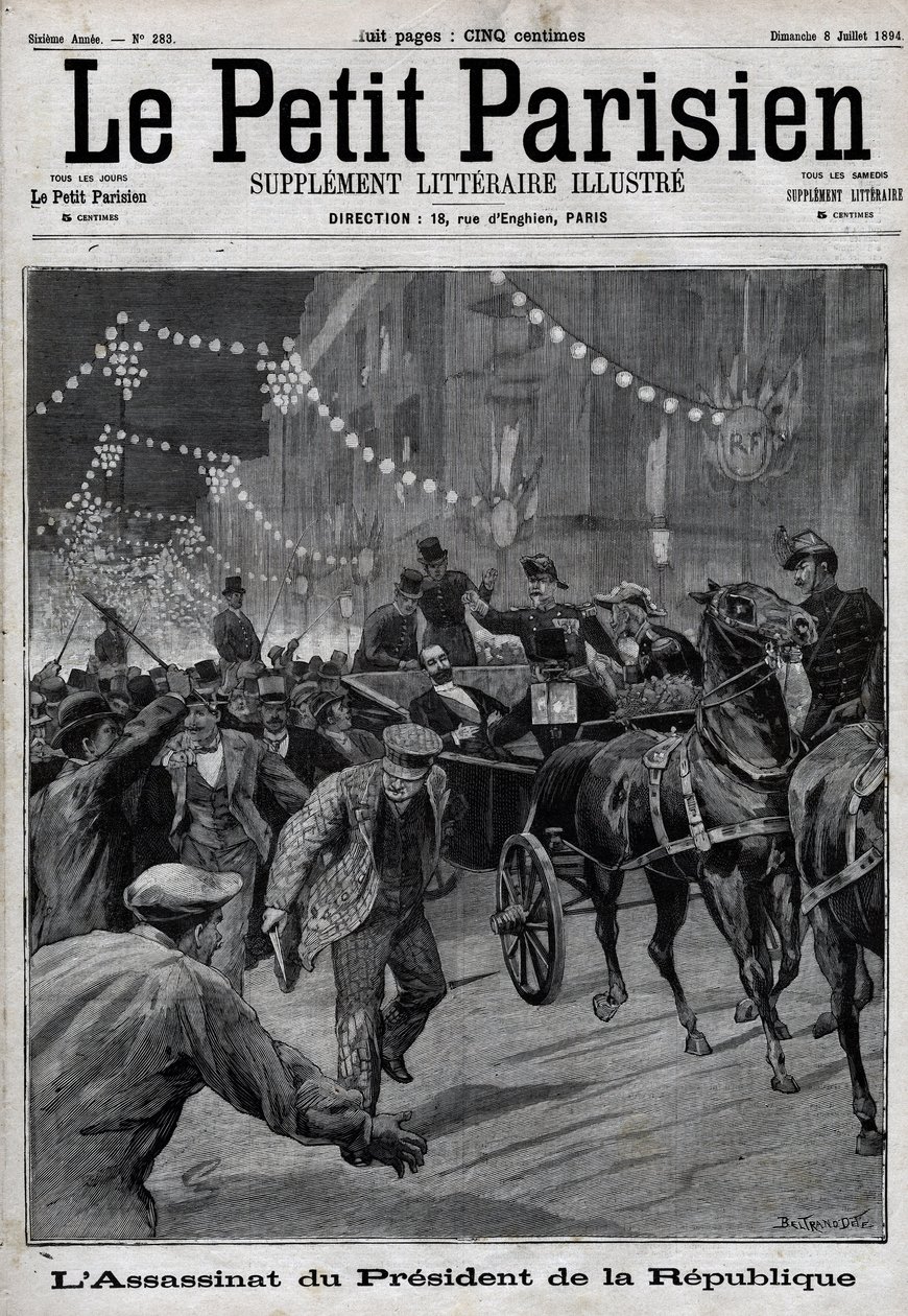O assassinato do Presidente da República Sadi Carnot (1837-1894) pelo anarquista italiano Sante Caserio em 24 de junho de Unknown artist