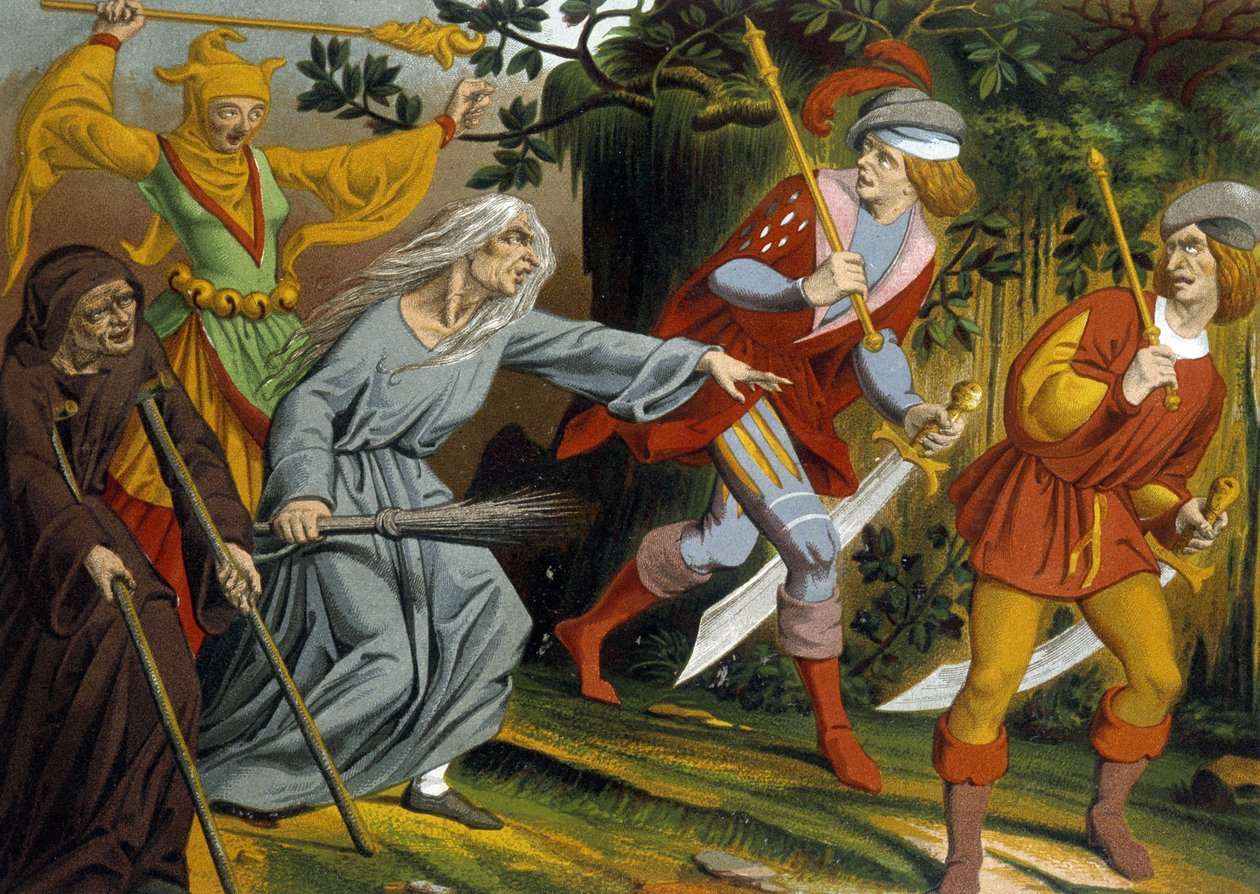 O mendigo, o louco, a bruxa e os sargentos de armas. de Unknown artist