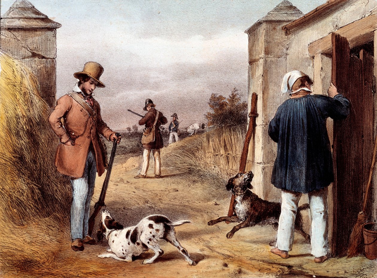 O início da litografia de caça Gien do século XIX, museu da caça de Unknown artist