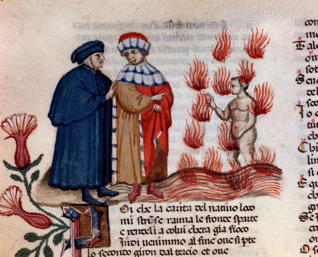 Os blasfemos (canção 14 do Inferno, na Divina Comédia) - miniatura do século XV de Unknown artist