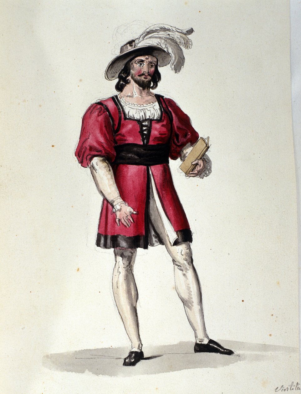 A personagem que interpreta o Virilite no ballet "Il noce di Benevento" do compositor austríaco Franz Xaver Sussmayr (1766-1803). Ilustração do século XIX de Unknown artist