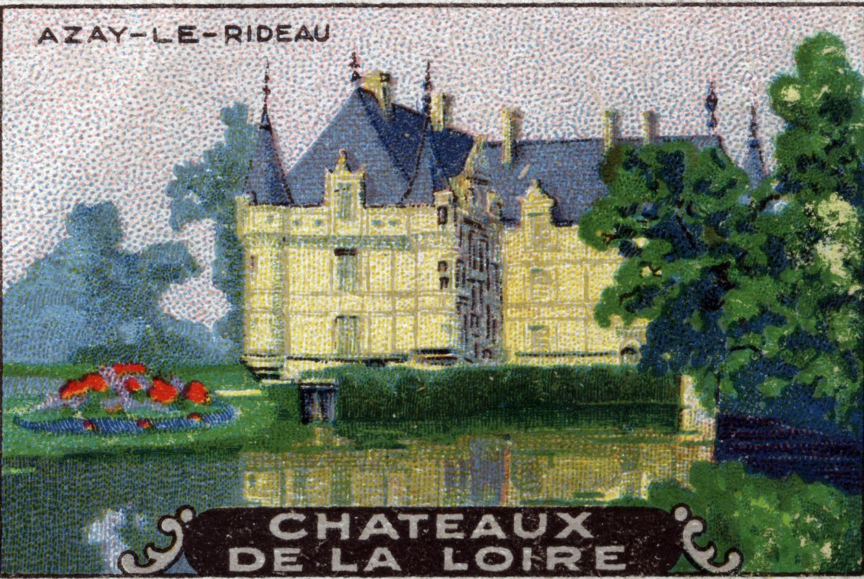 Os castelos do Loire: o castelo de Azay-le-Rideau, início do século XX (chromo) de Unknown Artist