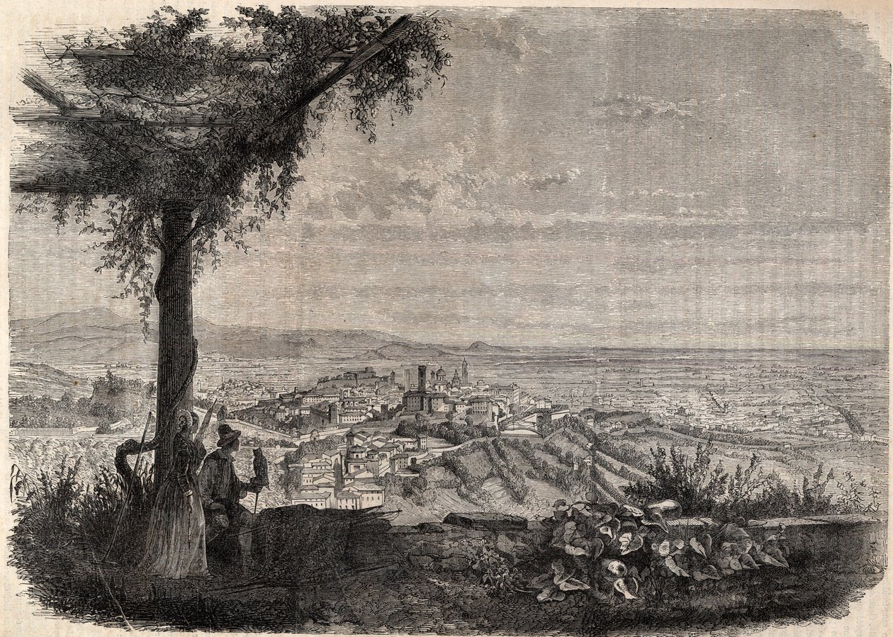 A cidade de Bergamo (Bergamo) por volta de 1858 - gravura - de Unknown artist