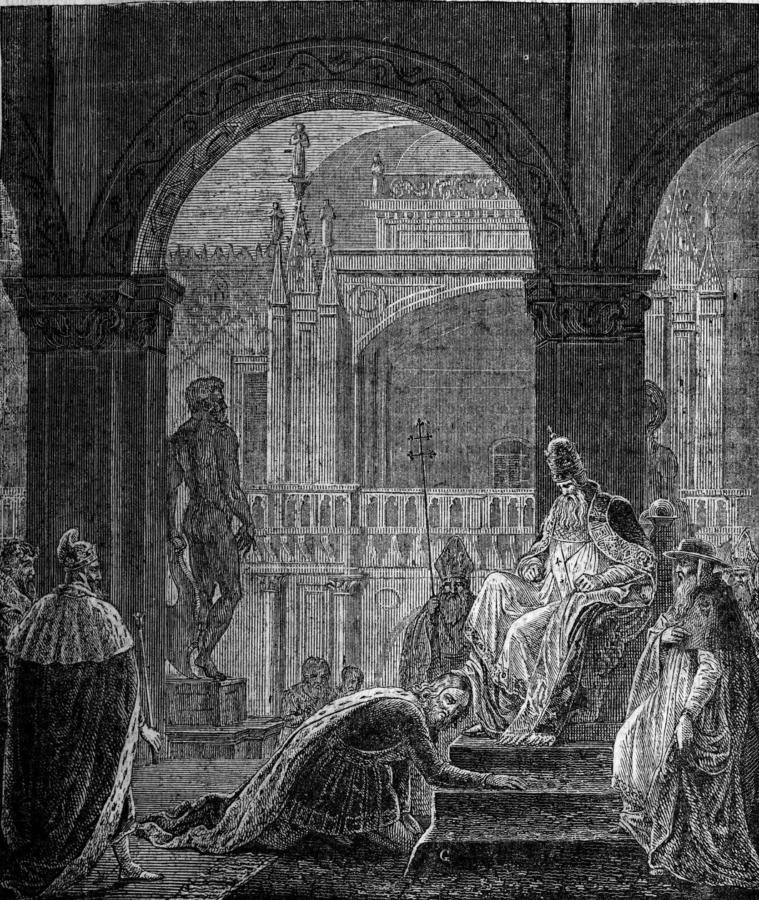 O conflito entre Frederic Barberousse (Federico Barbarossa) e o Papa Alexandre III (Alexander, AlessandroIII) (1105-1181). Humilhação do Imperador Barberose no Doge