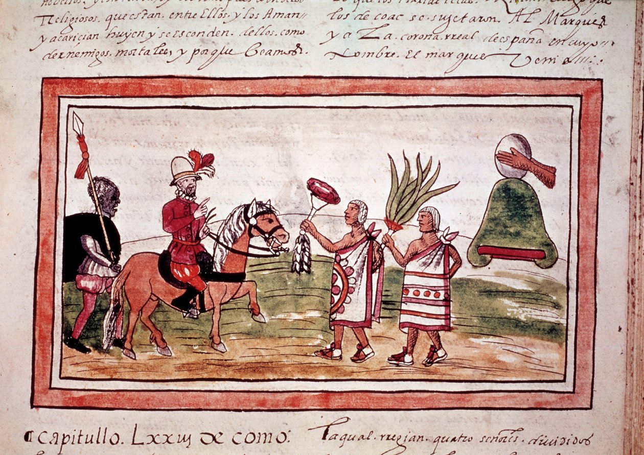 A conquista do México pelo conquistador espanhol Hernando Cortes (Hernan ou Fernando Cortes ou Cortez) de Unknown artist