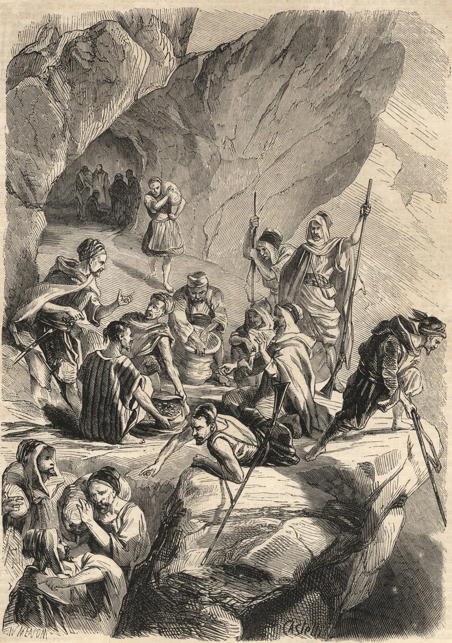 Os falsificadores da Cabília, em 1857. (falsificações). Gravura em "Le Monde illustrious" de 1857. Coleção privada. de Unknown artist