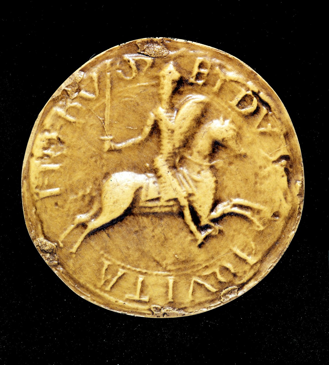 A contra-vedação de Luís VII (1120 - 1180) da França, representando-o a cavalo. de Unknown artist