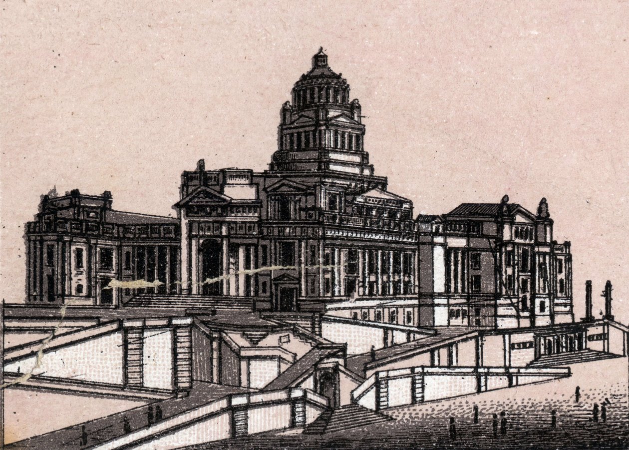 O tribunal em Bruxelas, Bélgica, em "O mundo ilustra 168 pontos de vista" Sem data (final do século XIX) de Unknown artist
