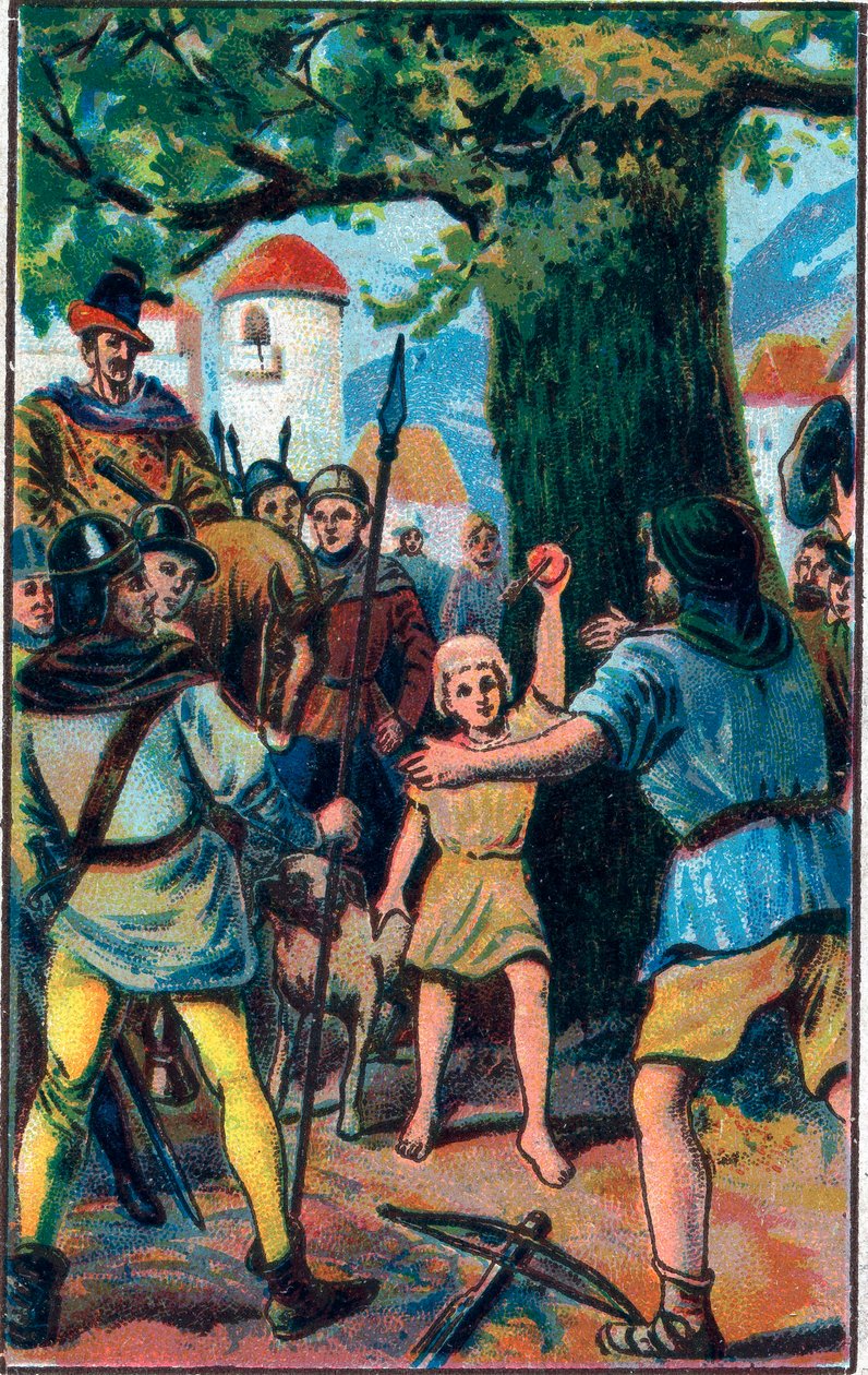 A besta. Guillaume Tell (William Tell) (heróis lendários da independência suíça). Cromolitografia do final do século XIX. de Unknown artist