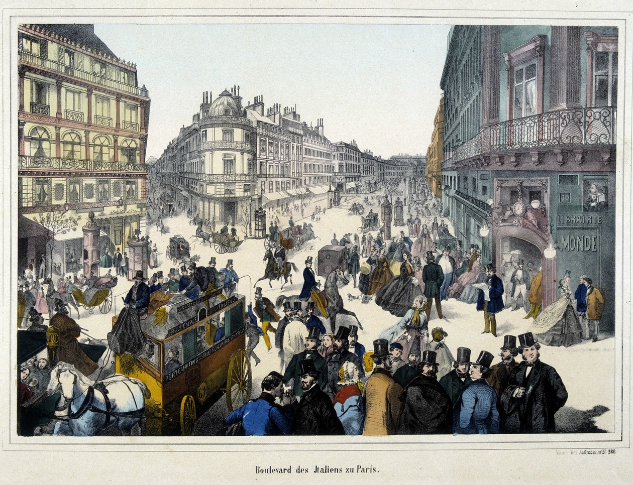 A multidão na boulevard des Italians - gravura de Unknown artist