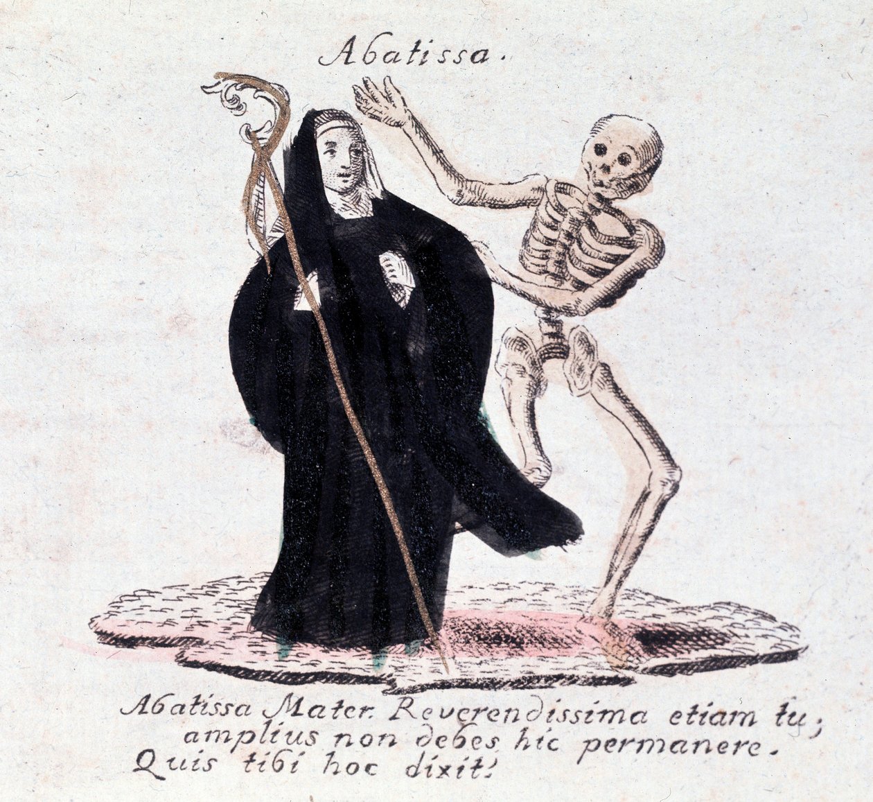 A dança da morte, a abadessa e um esqueleto (Imprimir) de Unknown artist