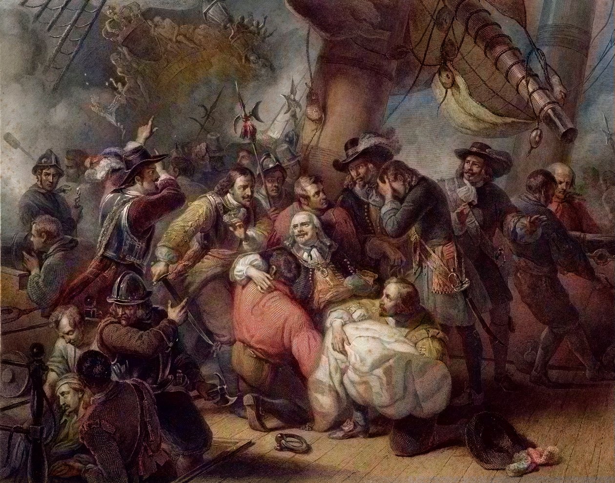 A morte do Almirante De Ruyterde - morte de Michel de Ruyter (Michiel Adriaenszoon de Ruyter (1607-1676), tenente almirante-general das Províncias Unidas, heróis navais que desempenharam um papel importante durante as guerras anglo-holandesas do século XVI de Unknown artist