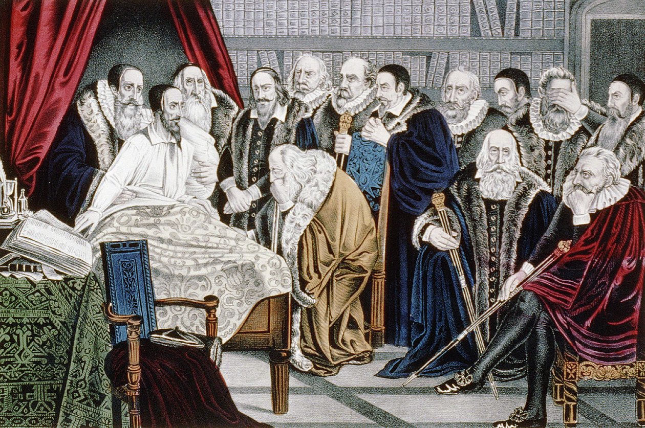 A morte de Calvino (1509 - 1564) em 24/05/1564. de Unknown artist