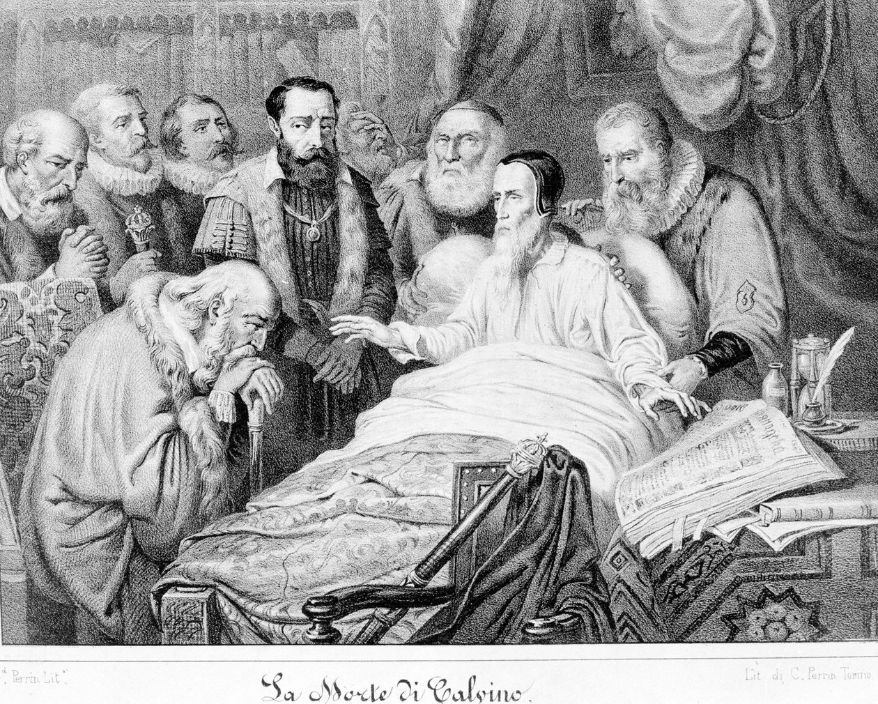 A morte de Jean Calvin (1509 - 1564). de Unknown artist