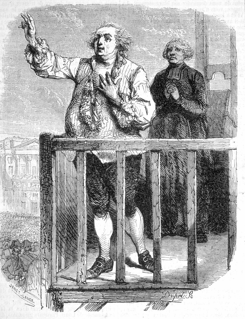 A morte de Luís XVI. Gravura do século XIX. de Unknown artist