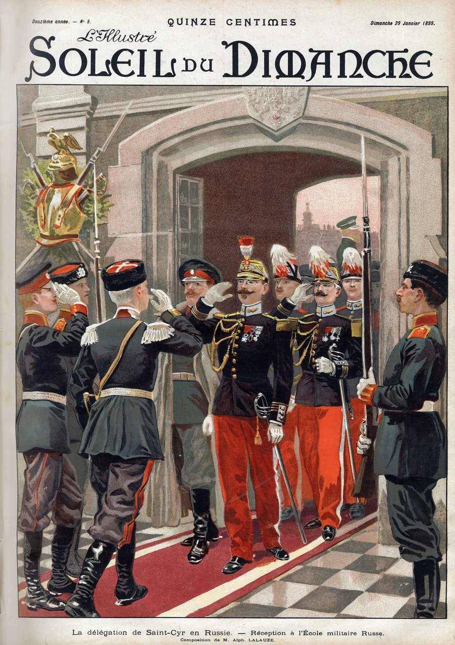 A delegação de São Cyr (St. Cyr) na Rússia: recepção na escola militar russa. Gravação em "Le sun-du-dimanche", 29 de janeiro de Unknown artist