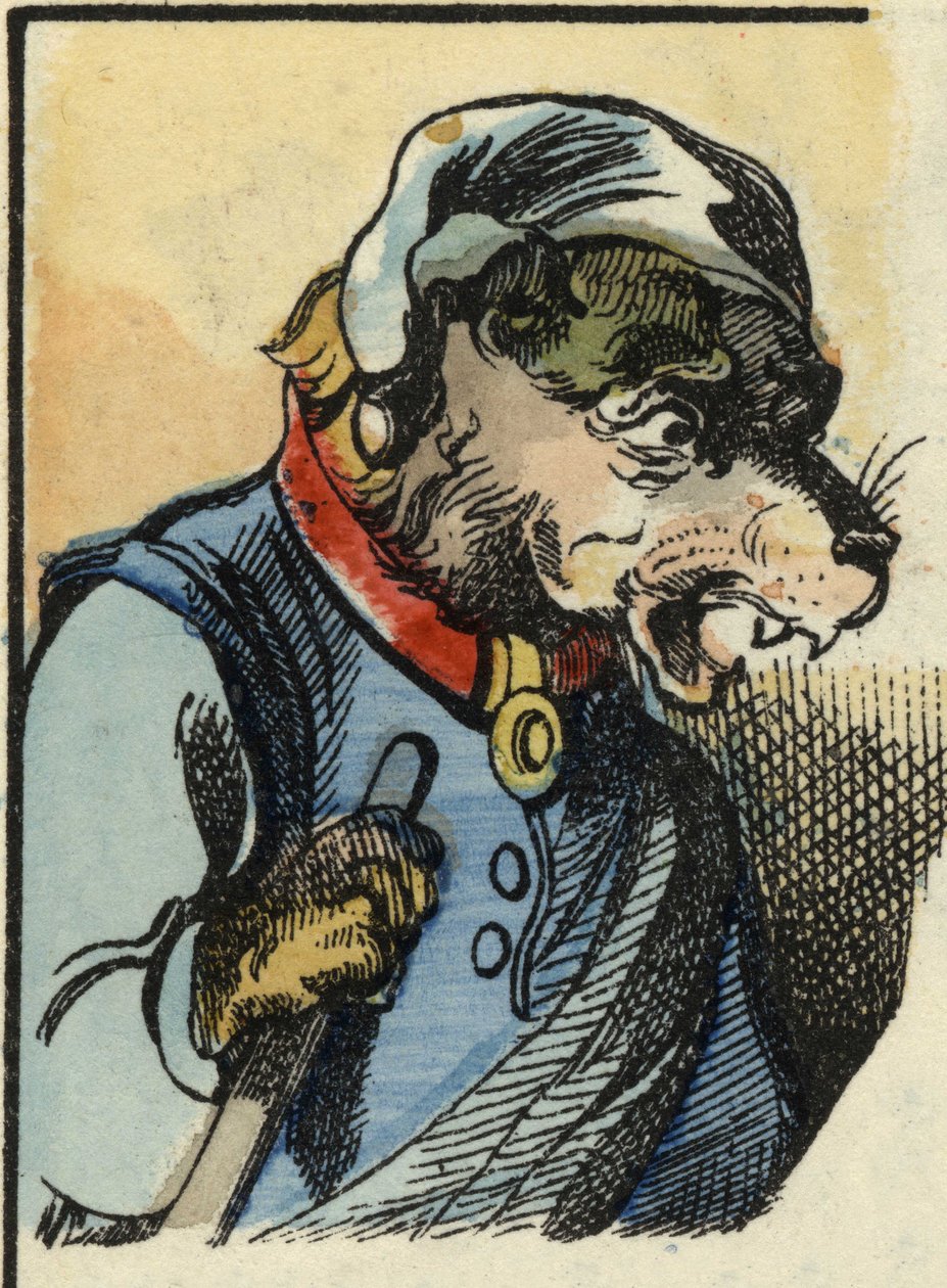 O cão Medor. Ilustração do conto "Bon medor e o Pequeno Chevrette". Em "Contos do lar para os pequenos". Gravura anónima do século XIX. de Unknown artist