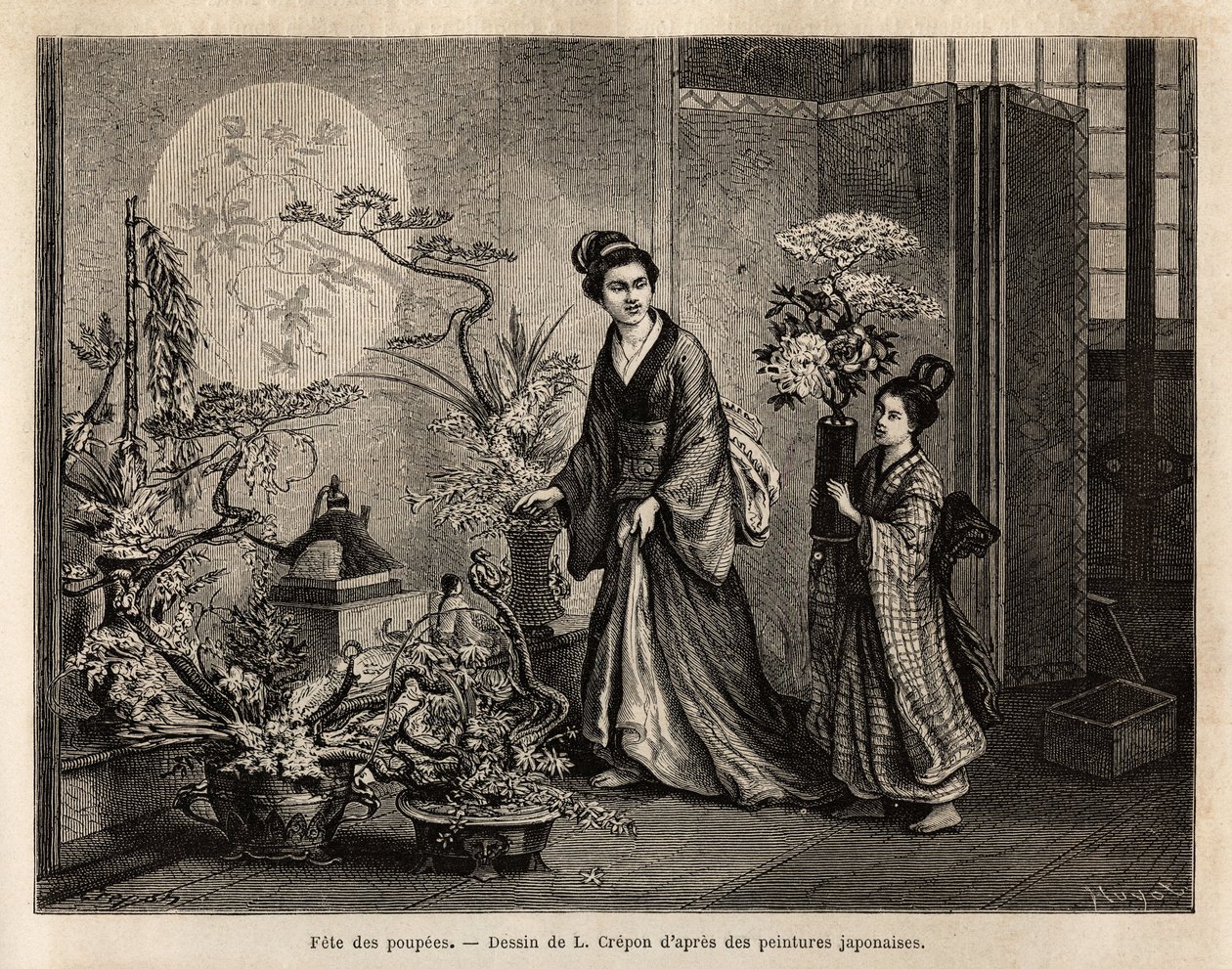 A festa da boneca (ou hinamatsuri) é realizada no dia 3 de março, especialmente para as meninas, que tiram as bonecas de suas caixas de armazenamento para expô-las em um altar e oferecer-lhes flores e bolos. Estas bonecas são a fonte de amuletos de proteçã de Unknown artist