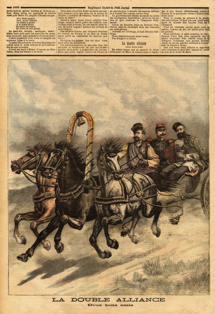A dupla aliança entre a Rússia de Alexandre III (1815-1894) e a França. Gravura no "Le petit journal" 16/10/1893. A colecção da Selva. de Unknown artist