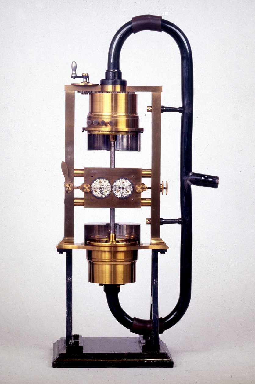 A "sirene dupla" de Hermann Ludwig Ferdinand von Helmholtz (1821-1894), um físico e fisiologista alemão, que estudou extensivamente os mecanismos da audição. de Unknown artist