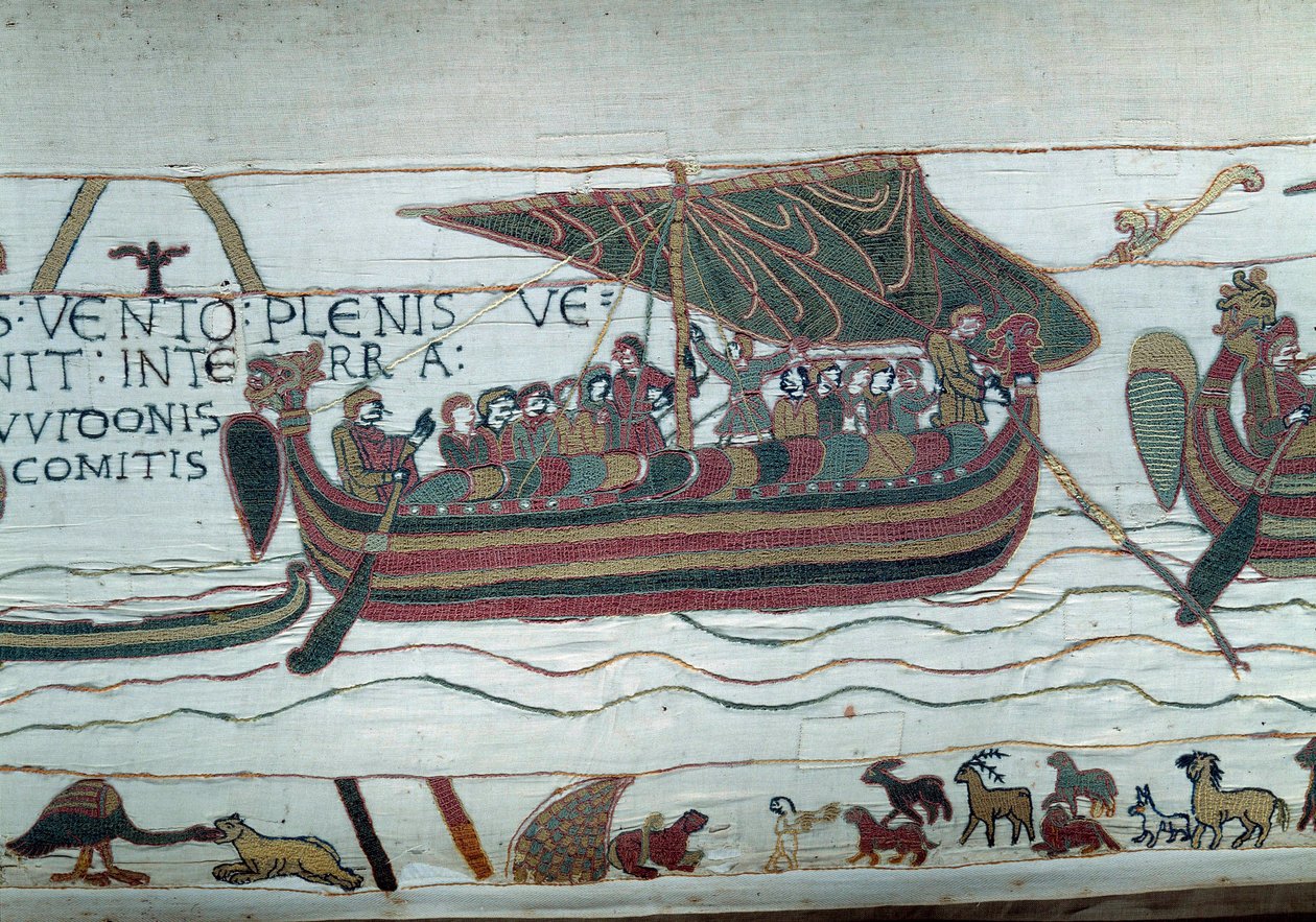 A frota de Haroldo, que veio informar o Duque de Normandia Guilherme, o Conquistador (1027-1087) que ele será sucessor da coroa da Inglaterra na morte de Edoaurd, o Confessor, é apanhada na tentação que a atira para as costas do Conde Guy de P de Unknown artist