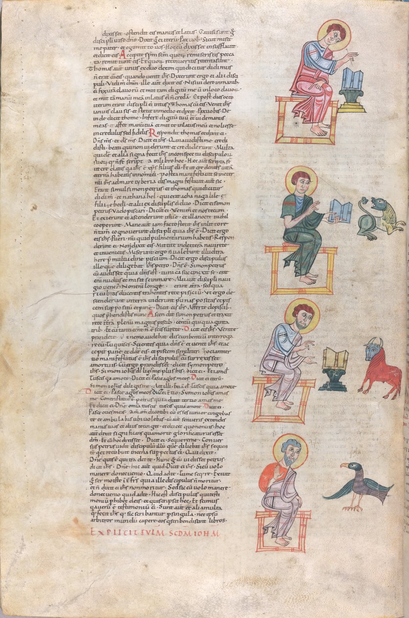 Os quatro evangelistas com os seus símbolos: Mateus, Lucas, Marcos, João de Unknown artist