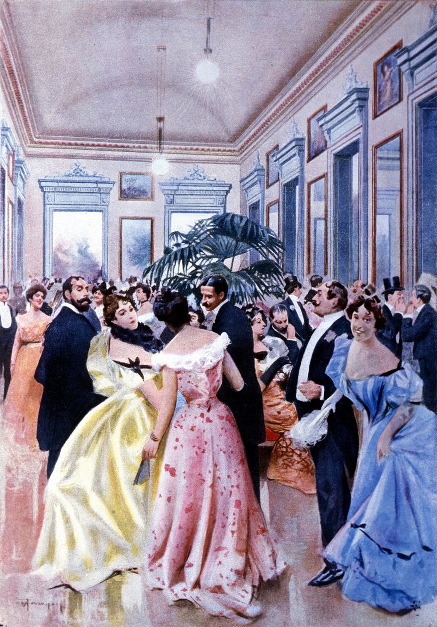 O foyer do teatro de La Scala (Teatro alla Scala), em Milão. 1890. de Unknown artist