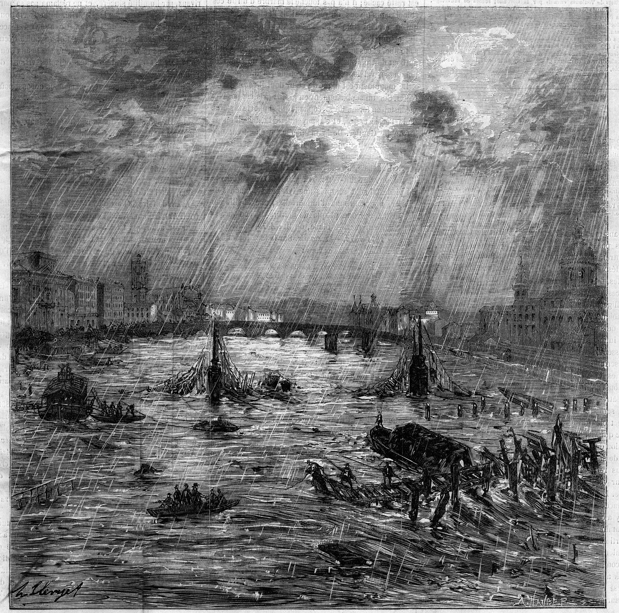 A grande inundação de Toulouse em 23 de junho de Unknown artist