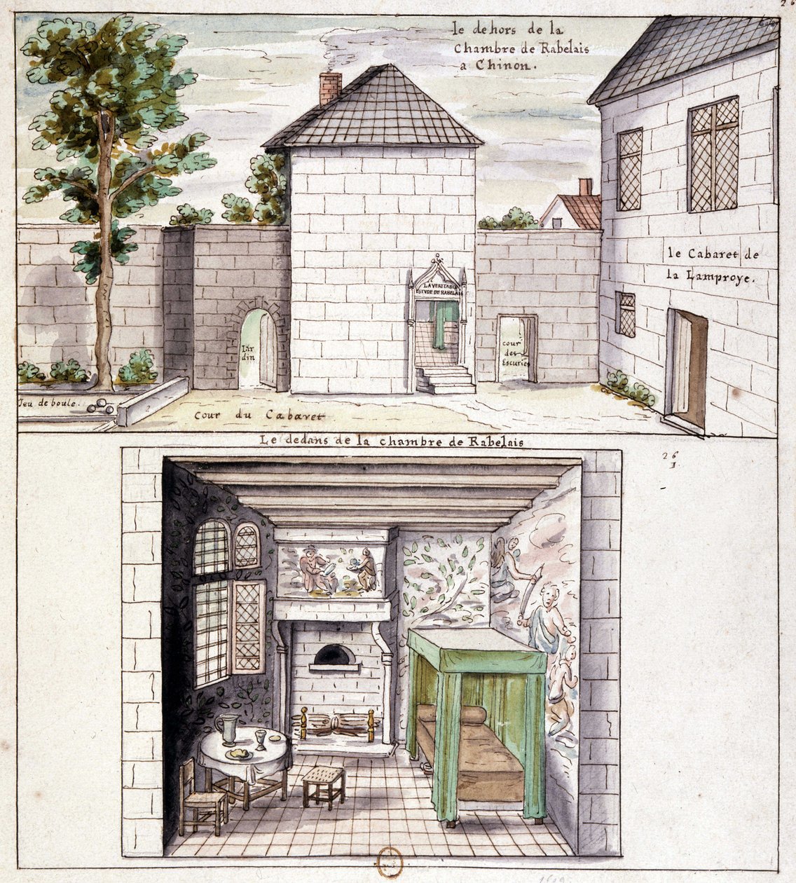 A casa de Rabelais em Chinon - aguarela de Unknown artist