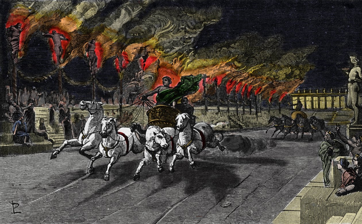 A tocha humana de Neron (37-68) no circo. de Unknown artist