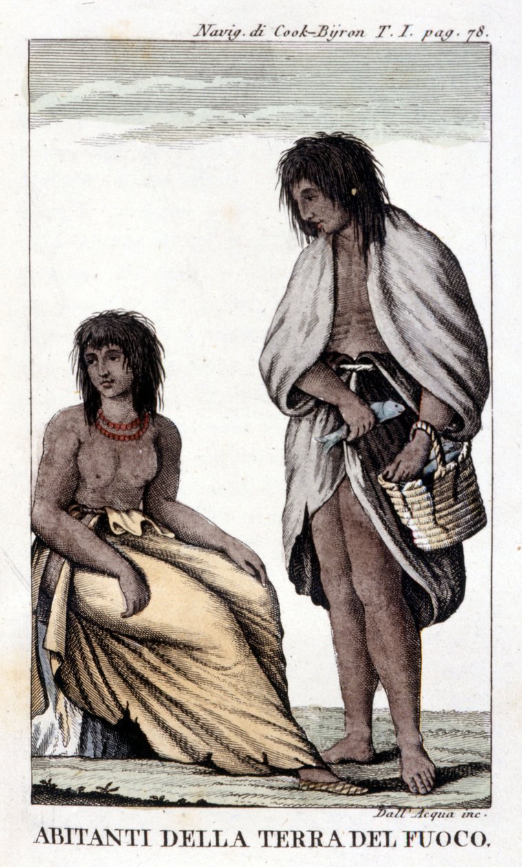 Os habitantes da Terra do Fogo (Chile). de Unknown artist