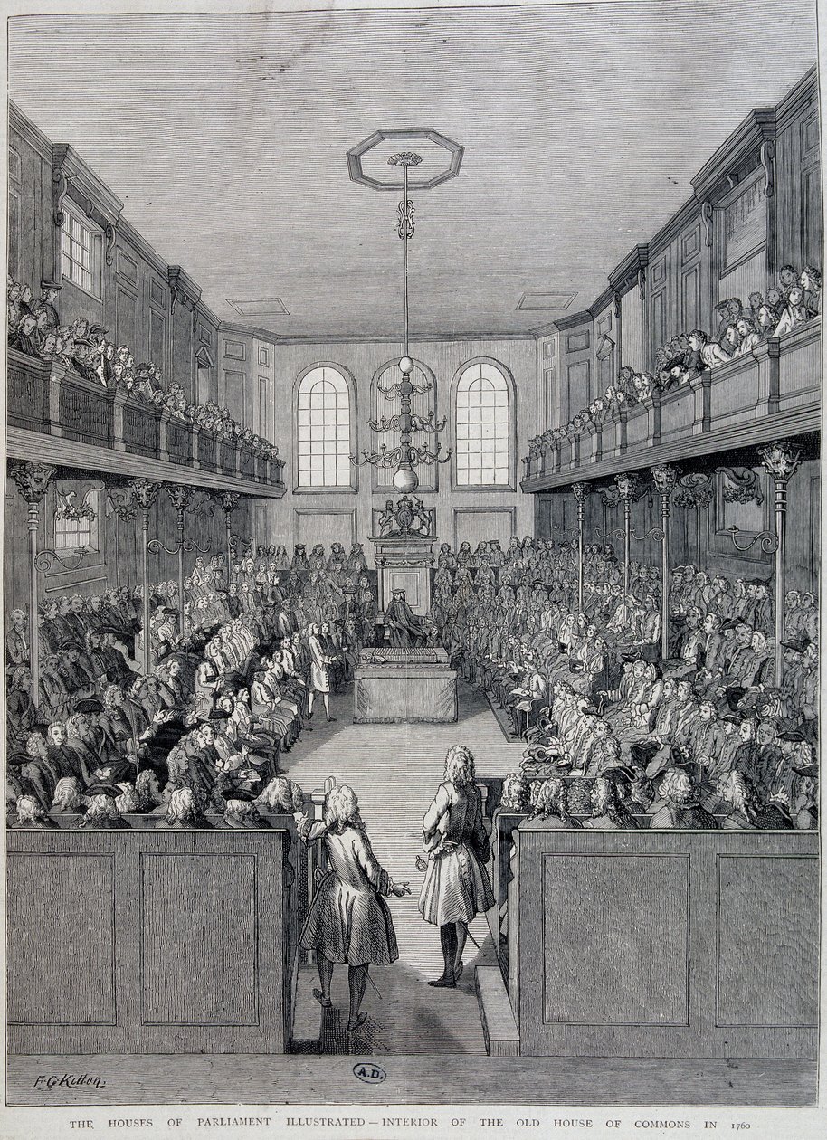 O interior da Câmara dos Comuns de Londres em 1760 de Unknown artist