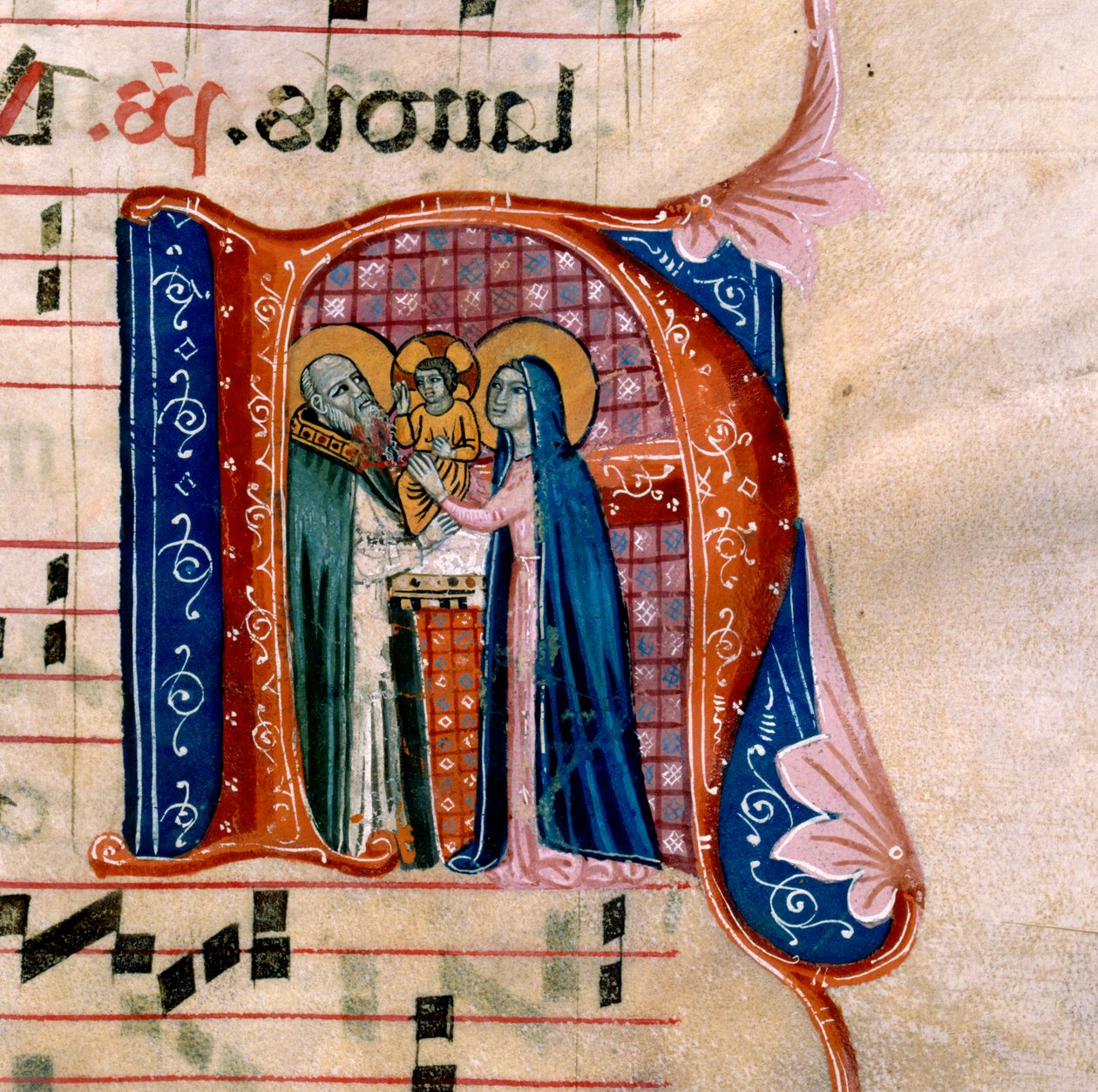 A letra "N" com uma representação da Apresentação no Templo: f.36v do Antifonário de Unknown artist