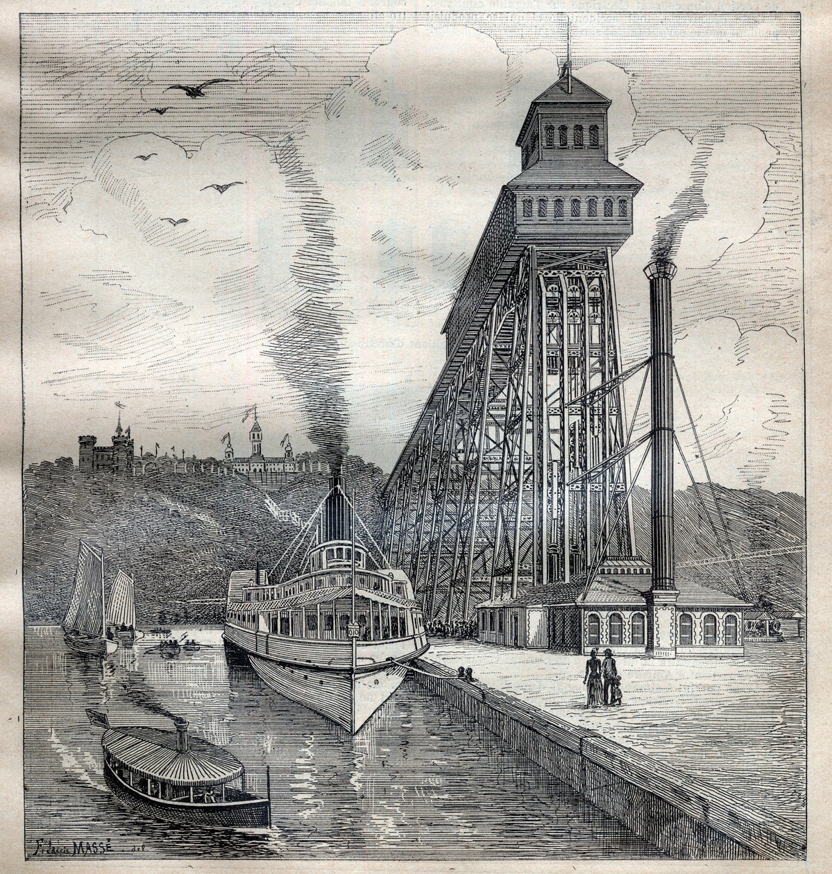 Os elevadores de Weehawken nos Estados Unidos - Gravação em "La Science francaise de Unknown artist