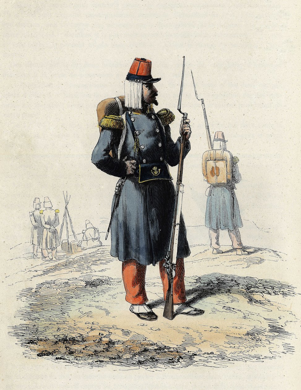 A infantaria ligeira do exército francês durante a expedição de Argel em 1830, In "L