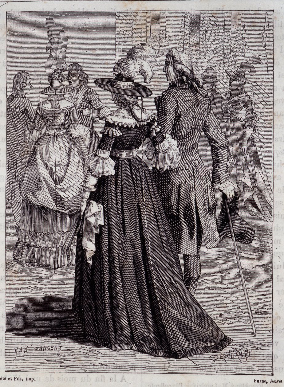 O chapéu de raios das senhoras de Paris em 1778 - em "As maravilhas da ciência" de Louis Figuier de Unknown artist